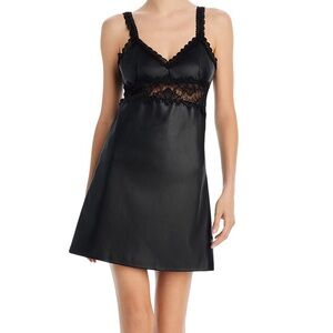 Aqua Leather Faux Leather Mini Dress